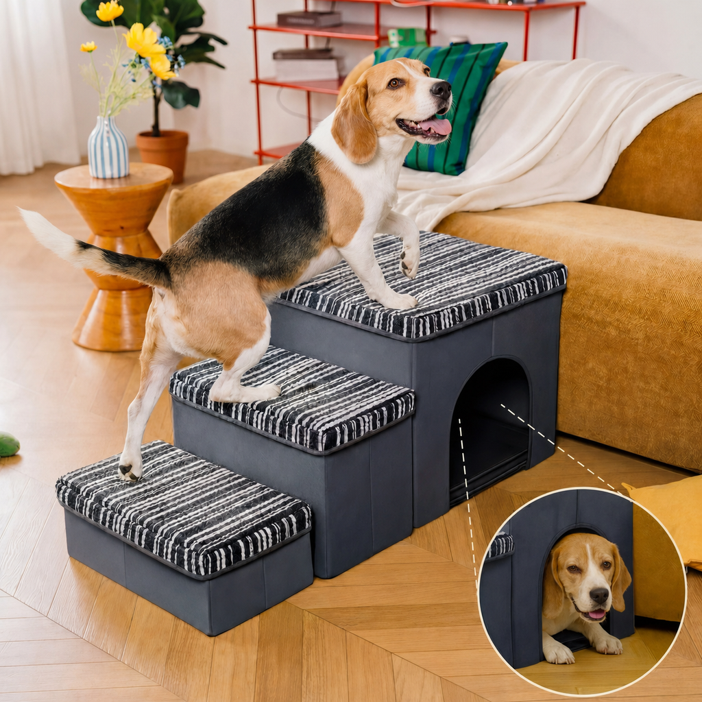 SnugNest | Dog Stairs for Bed with Hidden Storage | Stylish & Durable Accessory for Easy Pet Access