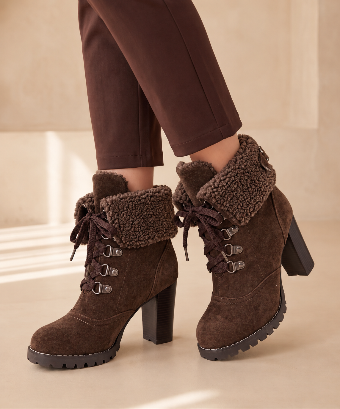 Ingram | Fur-Trimmed Lace-Up Winter Boots