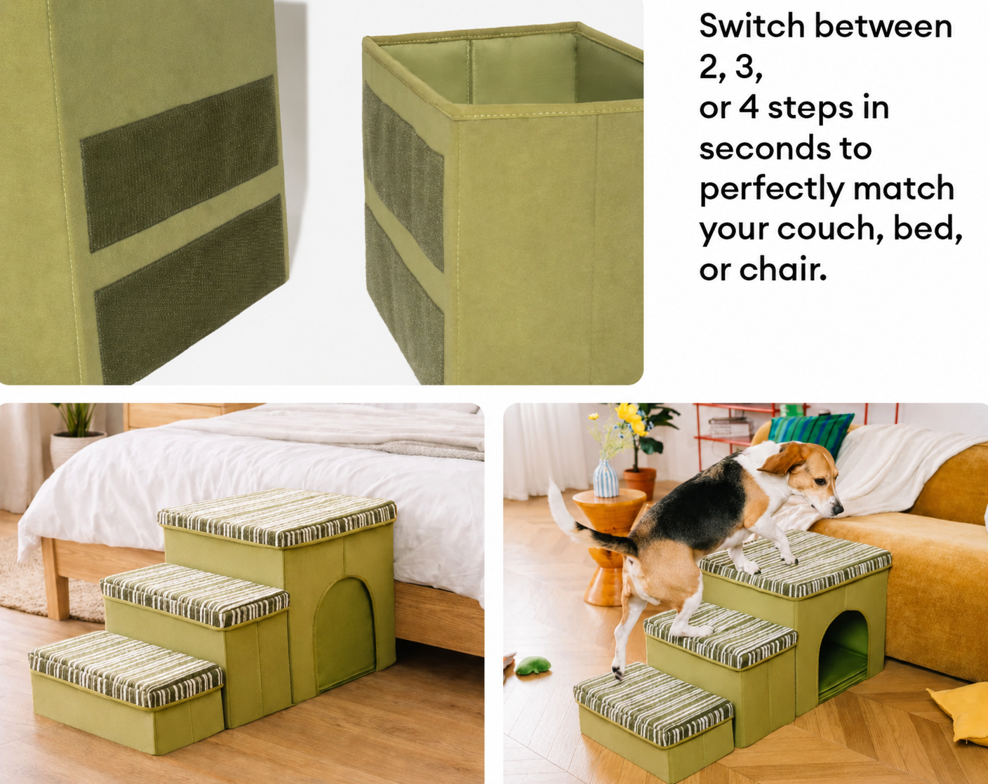 SnugNest | Dog Stairs for Bed with Hidden Storage | Stylish & Durable Accessory for Easy Pet Access