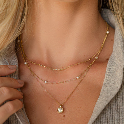 Dainty Round Bezel Pendant Necklace