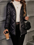 Fleece Lined Diamond Quilted Hooded Jacket