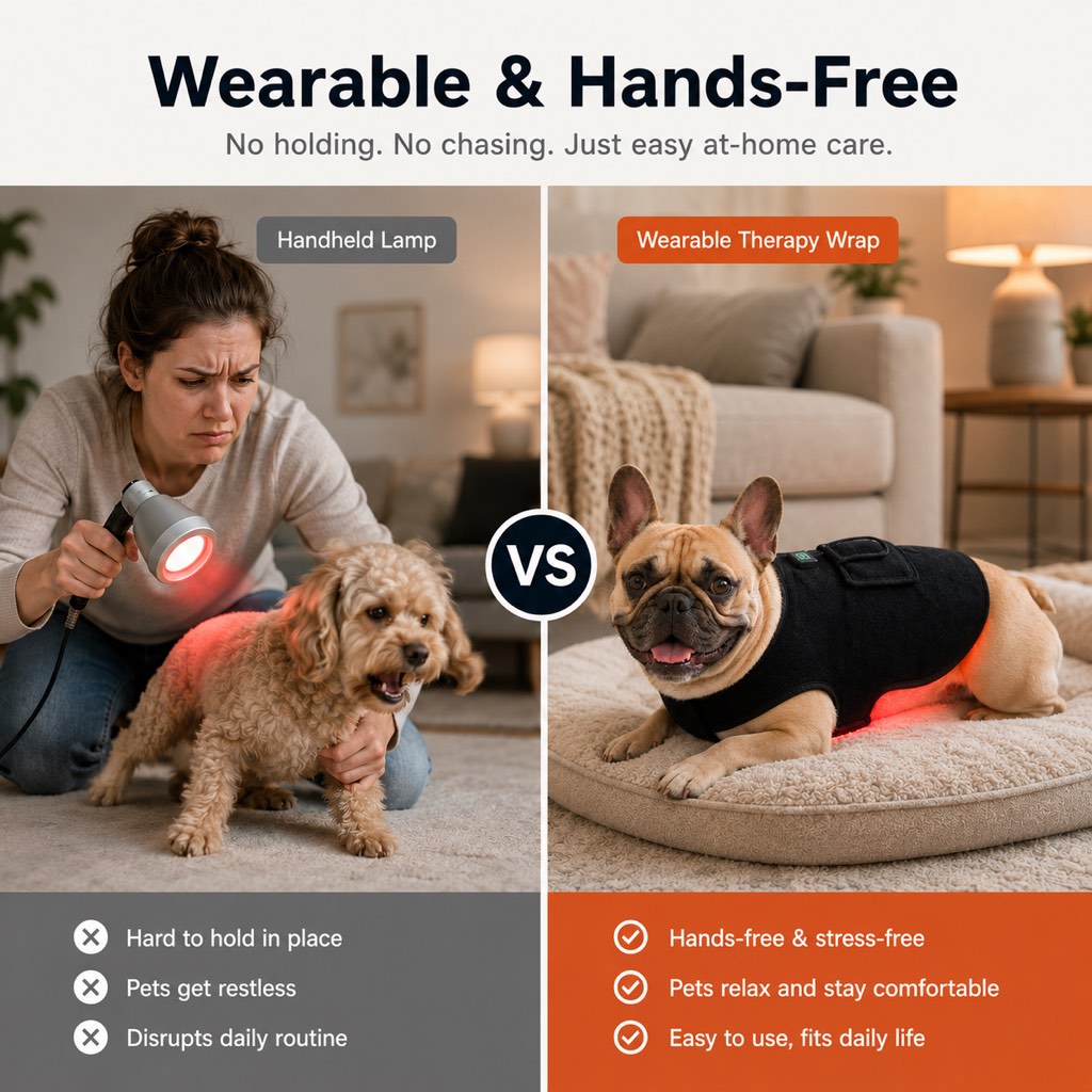 Red Light Comfort Vest for French Bulldogs - USB-Powered or Built-In Battery At-Home Back, Belly & Hip Comfort After Walks, Stairs & Playtime