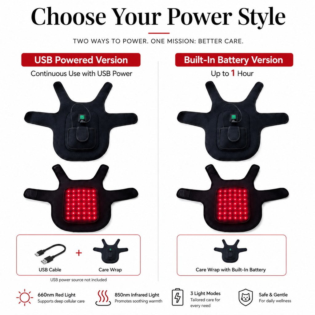 Red Light Comfort Vest for French Bulldogs - USB-Powered or Built-In Battery At-Home Back, Belly & Hip Comfort After Walks, Stairs & Playtime