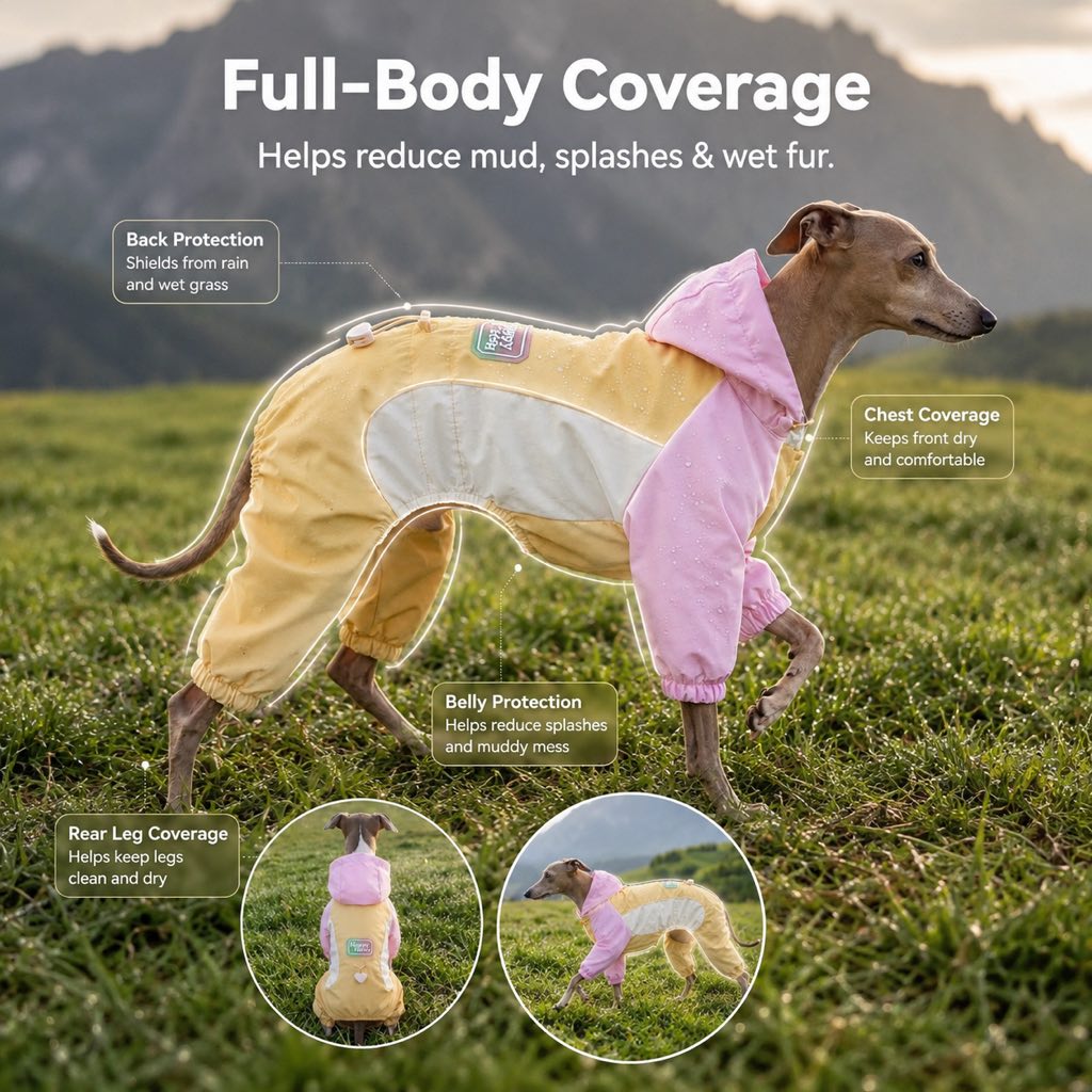 Waterproof Dog Rain Suit for Rainy Walks - Full-Body Mud & Splash Protection