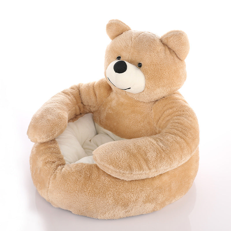 Cuddle Bear Cat Bed – Plush Round Bed with a Detachable Bear Companion - view 13