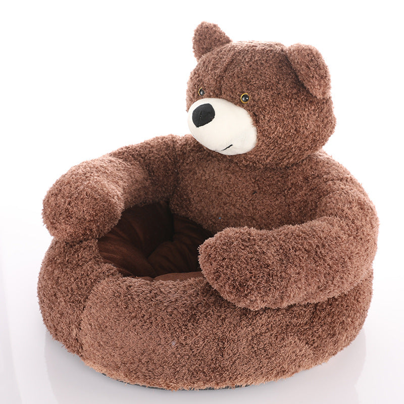 Cuddle Bear Cat Bed – Plush Round Bed with a Detachable Bear Companion - view 14
