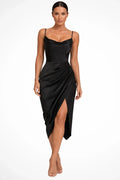 Georgia | Women's Cowl Neck Strappy Wedding Guest Midi Dress