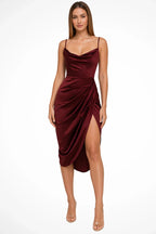 Georgia | Women's Cowl Neck Strappy Wedding Guest Midi Dress