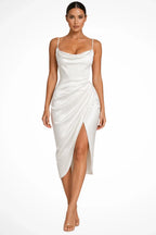 Georgia | Women's Cowl Neck Strappy Wedding Guest Midi Dress