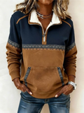 Women's Sherpa Collar Hoodie, Tribal Trim, Pullover