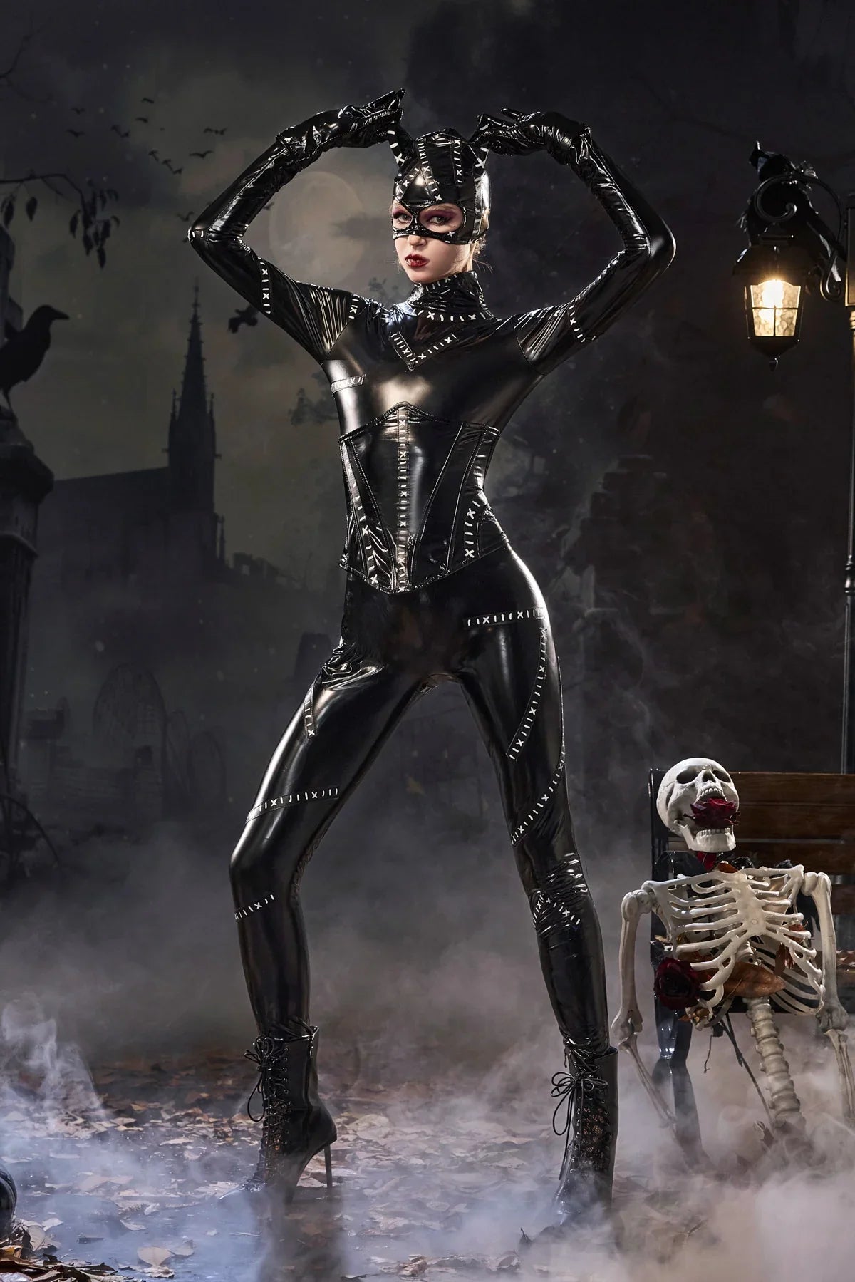Glossy Cat Catsuit Costume Set