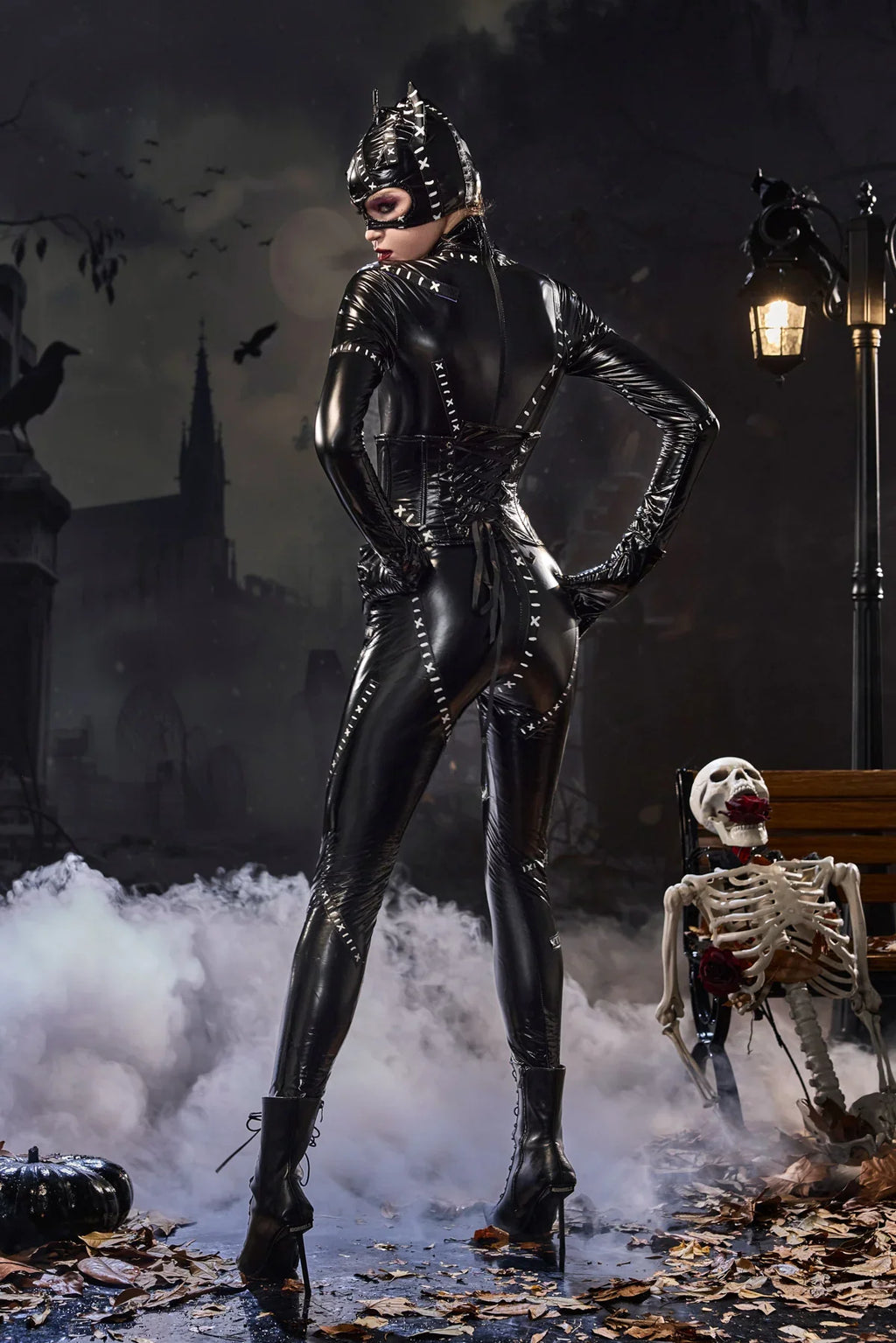Glossy Cat Catsuit Costume Set