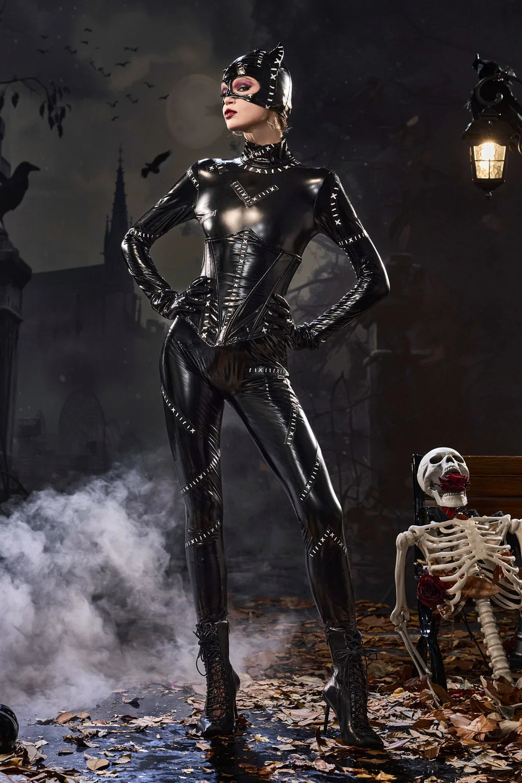 Glossy Cat Catsuit Costume Set