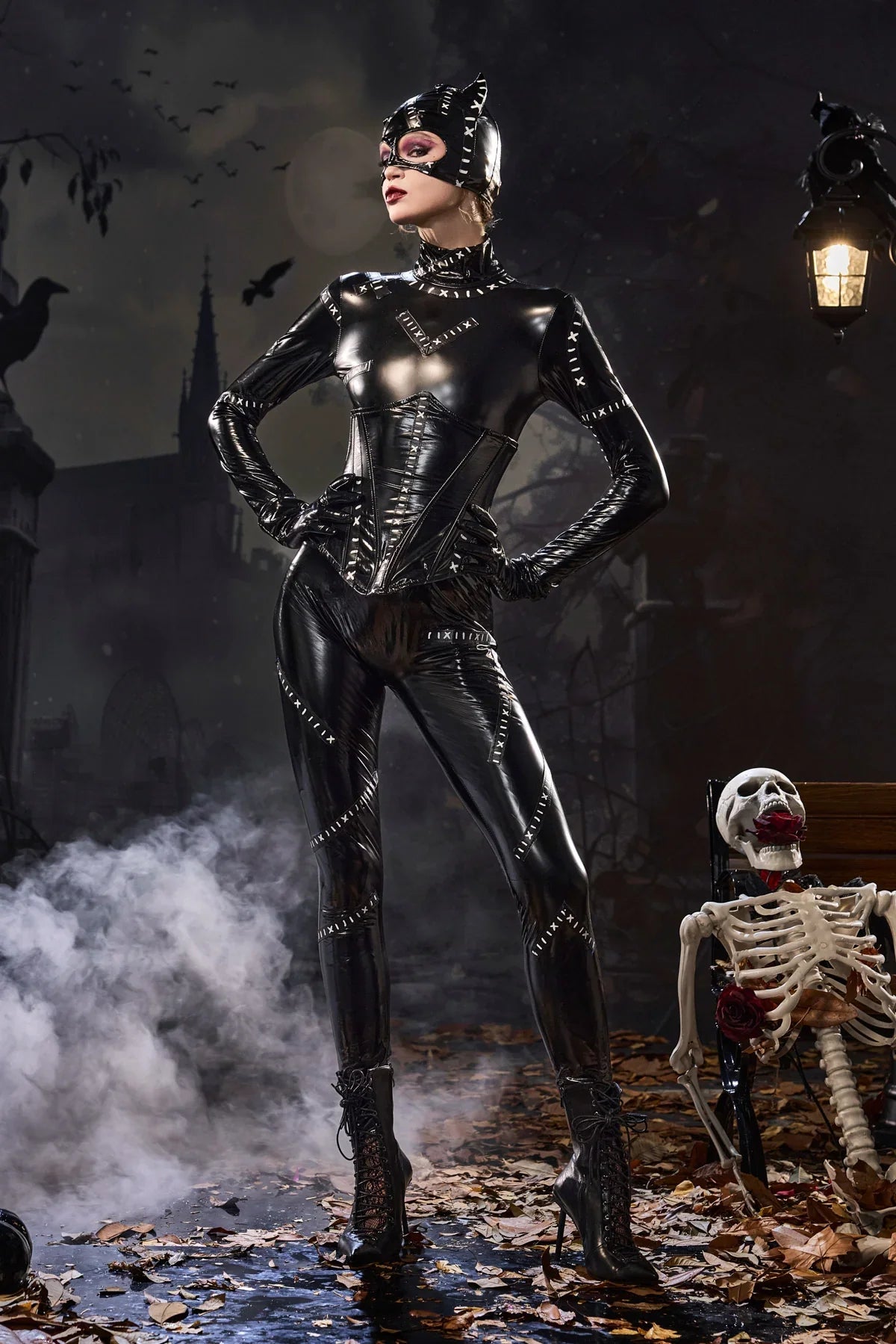 Glossy Cat Catsuit Costume Set