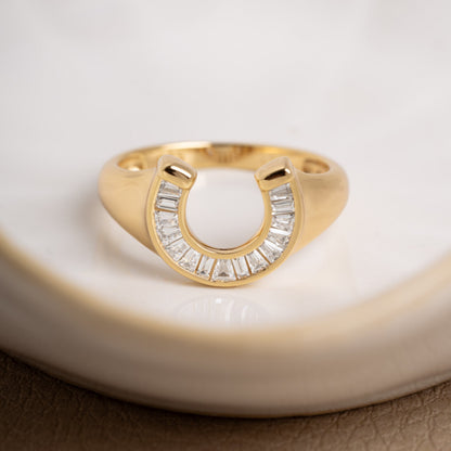 Lucky Gold Horseshoe Statement Ring
