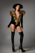 Gold Star Sequin Mesh Bodysuit