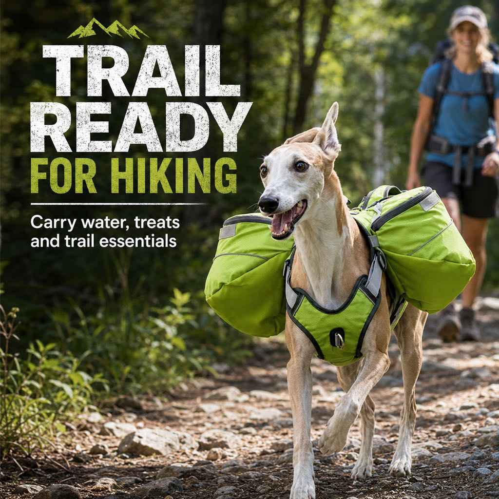 Dog Saddlebag Backpack Harness for Hiking & Camping - Hands-Free Storage for Water, Treats & Trail Essentials