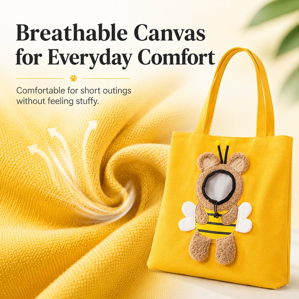 Head-Out Cat Carrier Tote for Walks & Vet Visits - Lightweight Canvas Pet Bag for Cats & Small Dogs