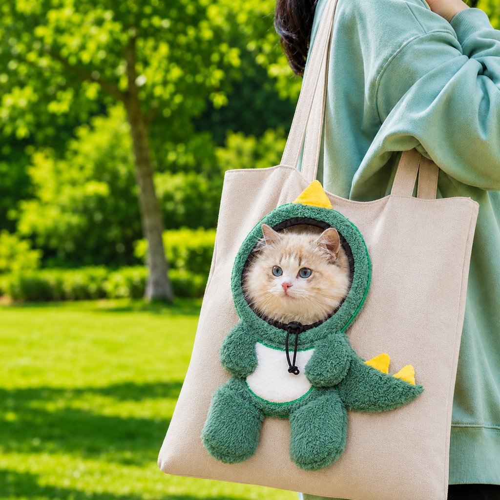 Head-Out Cat Carrier Tote for Walks & Vet Visits - Lightweight Canvas Pet Bag for Cats & Small Dogs