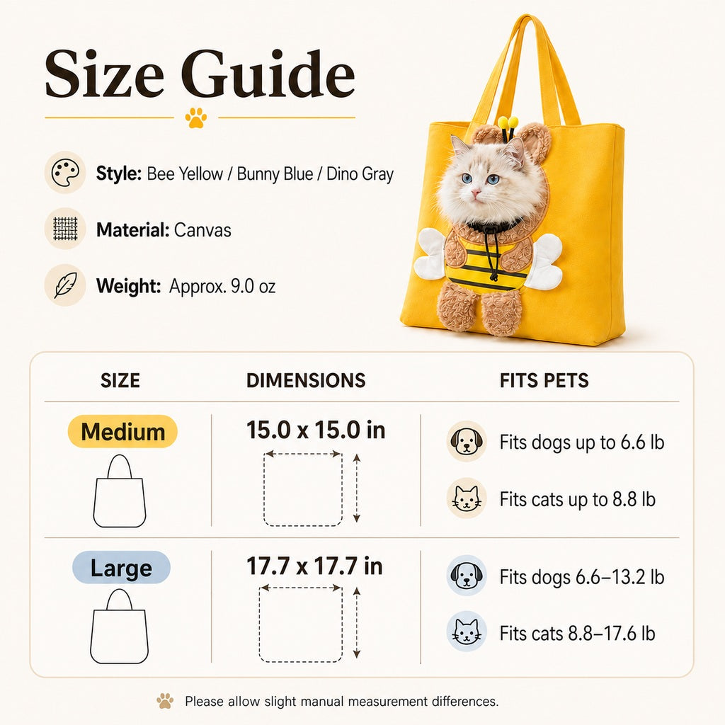 Head-Out Cat Carrier Tote for Walks & Vet Visits - Lightweight Canvas Pet Bag for Cats & Small Dogs