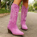 Heart and Leaf Embroidered Knee High Western Boots