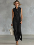 Henley Sleeveless Maxi Dress
