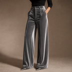 Wearbella – Velvet High-Waisted Wide-Leg Trousers