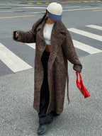 Herringbone Drop Shoulder Longline Coat