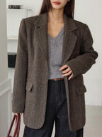 Herringbone Notch Lapel Blazer