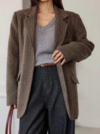 Herringbone Notch Lapel Blazer