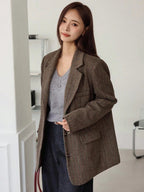Herringbone Notch Lapel Blazer