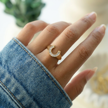 Lucky Gold Horseshoe Statement Ring