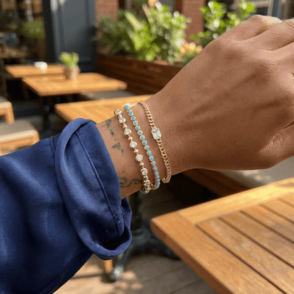 Dainty Turquoise Bezel Tennis Bracelet