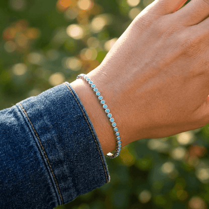 Dainty Turquoise Bezel Tennis Bracelet