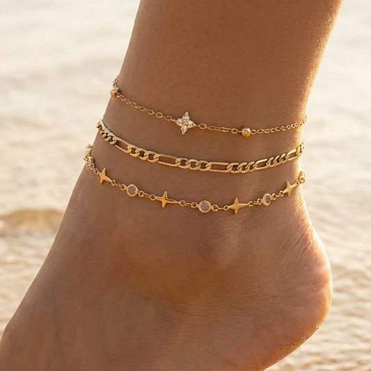 Beach Star Layered Anklet Set