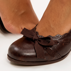 Brown Mary Jane bow detail