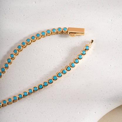 Dainty Round Turquoise Tennis Necklace
