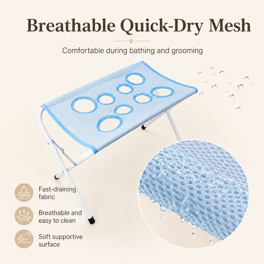 Pet grooming rack suitable for cats and small to medium-sized dogs - foldable eight-opening design for convenient home grooming.