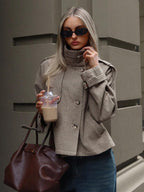 Houndstooth Funnel Neck Jacket