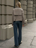 Houndstooth Funnel Neck Jacket