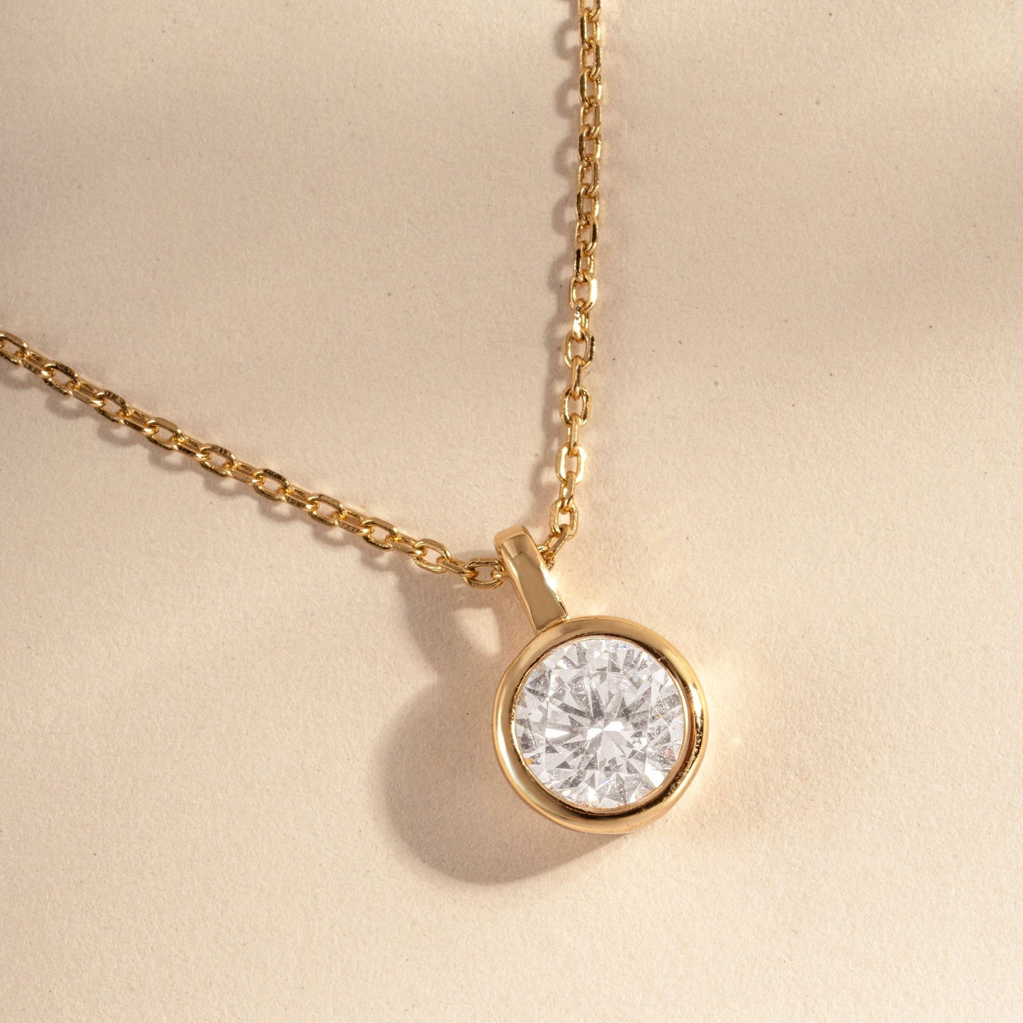Dainty Round Bezel Pendant Necklace