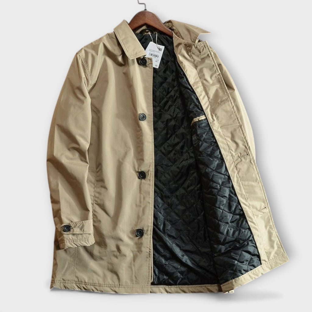 Men's Waterproof Trench Coat, Collared, Long Sleeves