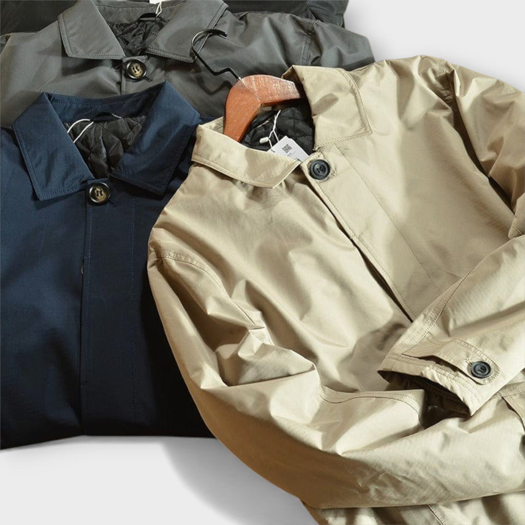 Men's Waterproof Trench Coat, Collared, Long Sleeves