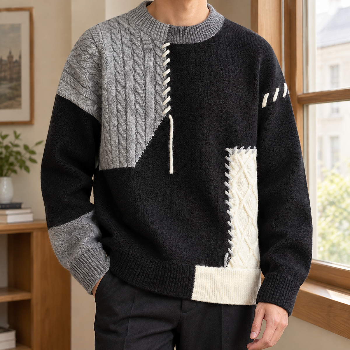 Archambault Patchwork Knit Sweater