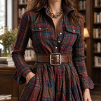 Antonia-Lane Plaid Maxi Dress