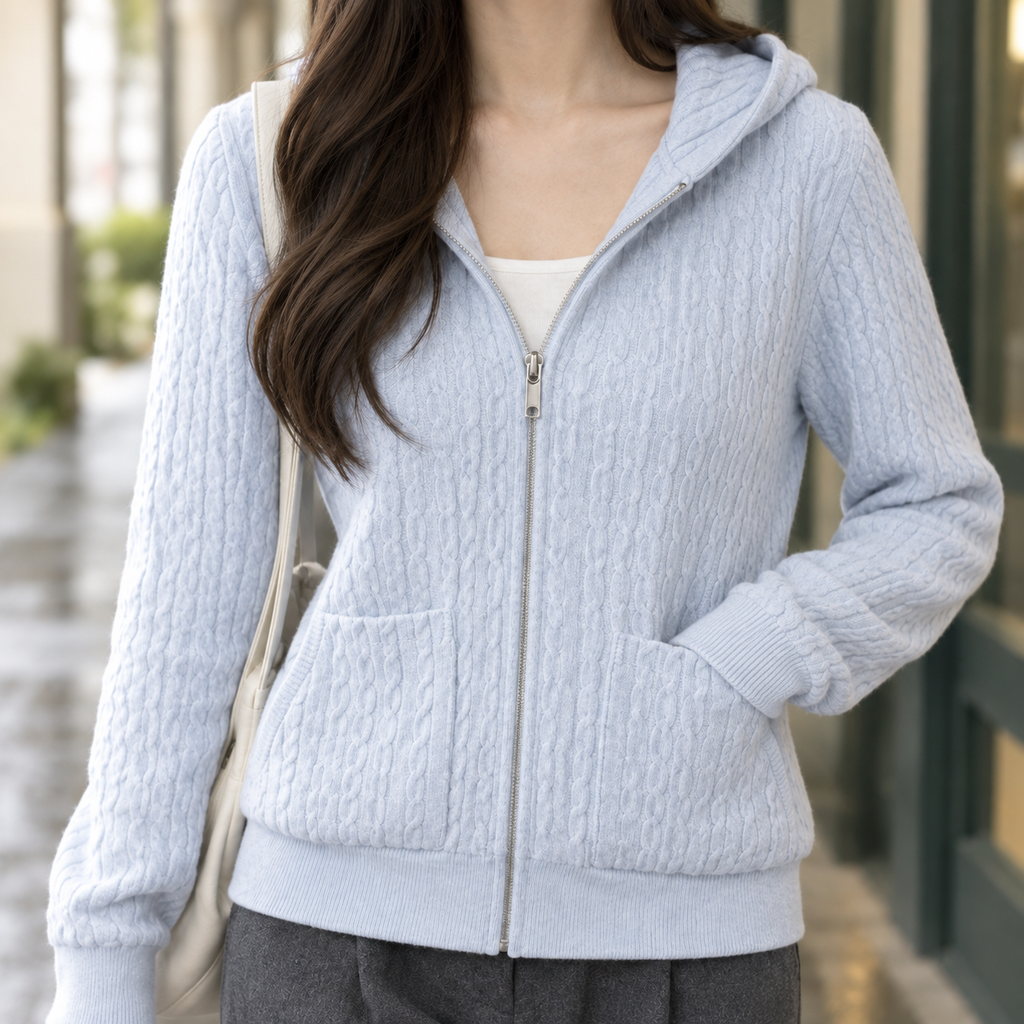 Geraldine-Lane Cable Knit Hoodie