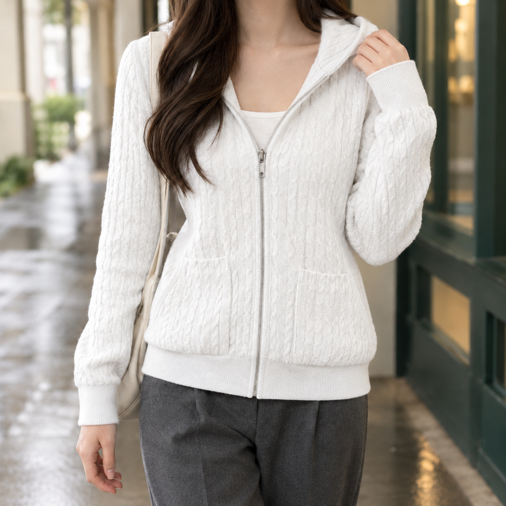 Geraldine-Lane Cable Knit Hoodie
