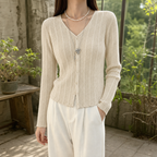 Elle-Pearl Ribbed Cardigan