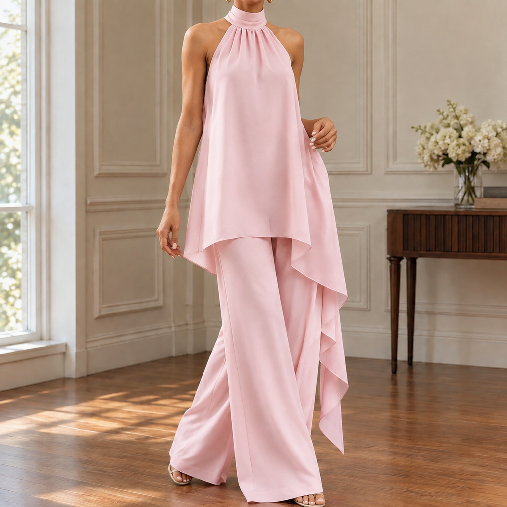 Caitlin Draped Halter Set