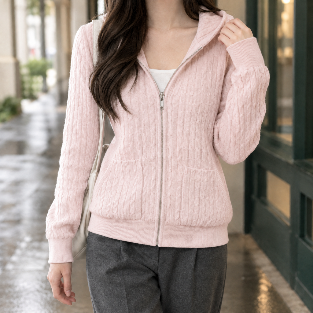 Geraldine-Lane Cable Knit Hoodie